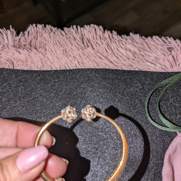 Kate Spade Lady Marmalade Open Cuff. Gold with crystal balls. Spring hinge. EUC - Picture 3 of 7